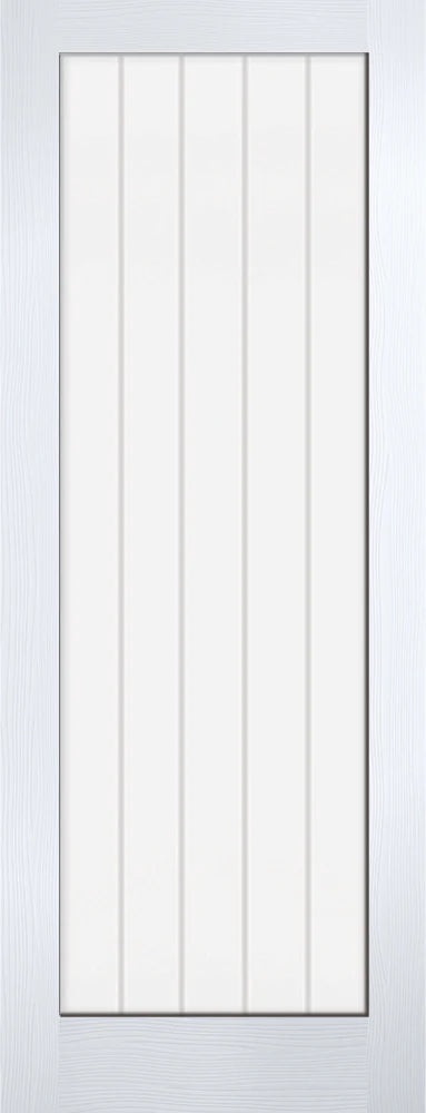 Moulded Textured Vertical White Primed 1 Glazed Clear With Frosted Lines Light Panel - All Sizes