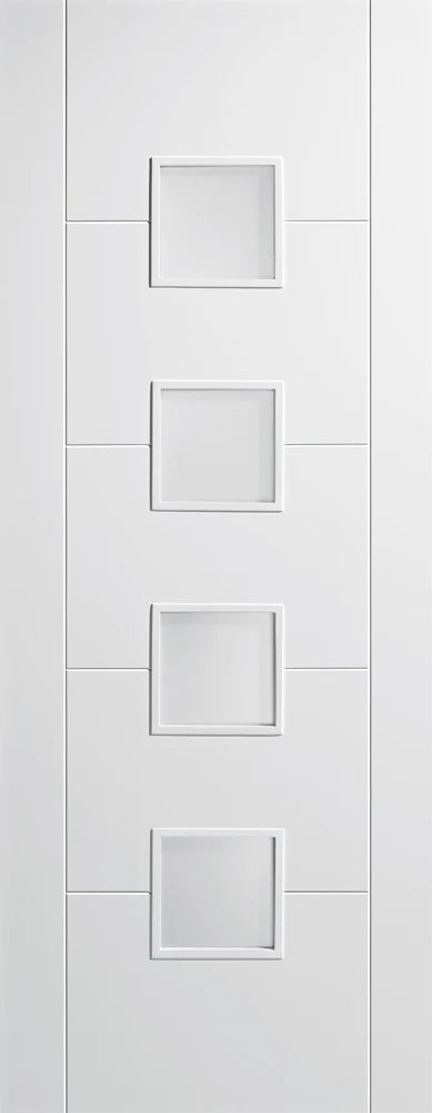 Vancouver White Primed 4 Glazed Frosted Light Panels Interior Door - All Sizes