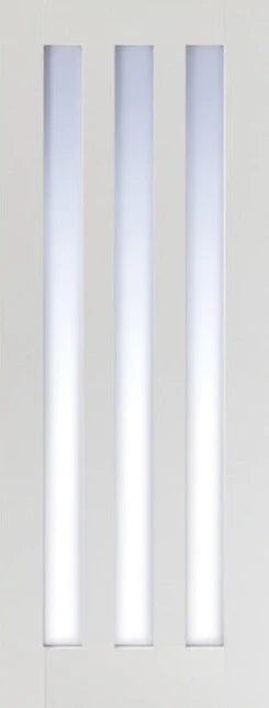 Utah White Primed 3 Glazed Clear Light Panels Interior Door - All Sizes