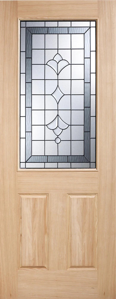 Winchester Oak Unfinished 1 Part Obscure Double Glazed Light Panel External Door - All Sizes