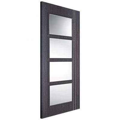 Zanzibar Ash Grey Pre-Finished 4 Glazed Clear Light Panels Interior Door - All Sizes-LPD Doors-Ultra Building Supplies
