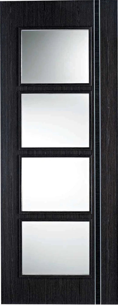 Zanzibar Ash Grey Pre-Finished 4 Glazed Clear Light Panels Interior Door - All Sizes