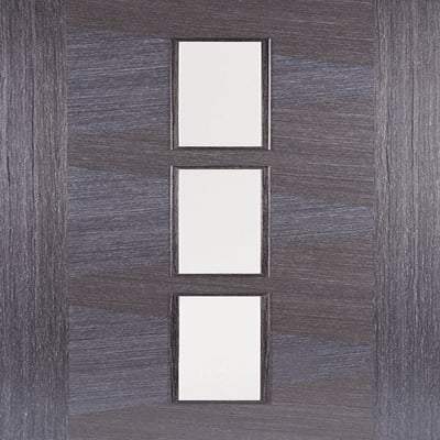 Zeus Ash Grey Pre-Finished 3 Glazed Clear Light Panels Interior Door - All Sizes-LPD Doors-Ultra Building Supplies