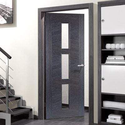 Zeus Ash Grey Pre-Finished 3 Glazed Clear Light Panels Interior Door - All Sizes-LPD Doors-Ultra Building Supplies