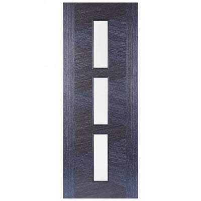 Zeus Ash Grey Pre-Finished 3 Glazed Clear Light Panels Interior Door - All Sizes-LPD Doors-Ultra Building Supplies