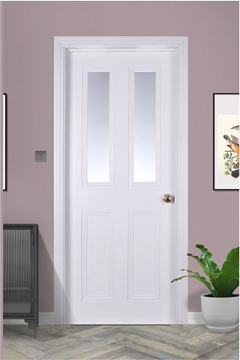 Moulded White Primed 1 Glazed Clear Light Panel Interior Door - All Sizes