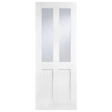 London White Primed 2 Glazed Clear Light Panels Interior Door - All Sizes