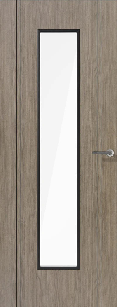 Monaco Light Grey Fully Finished 1 Glazed Clear Light Panel Interior Door - All Sizes