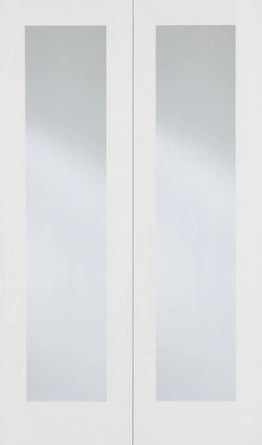 Pattern 20 White Primed 2 Glazed Clear Light Panels Pair Interior Doors - All Sizes